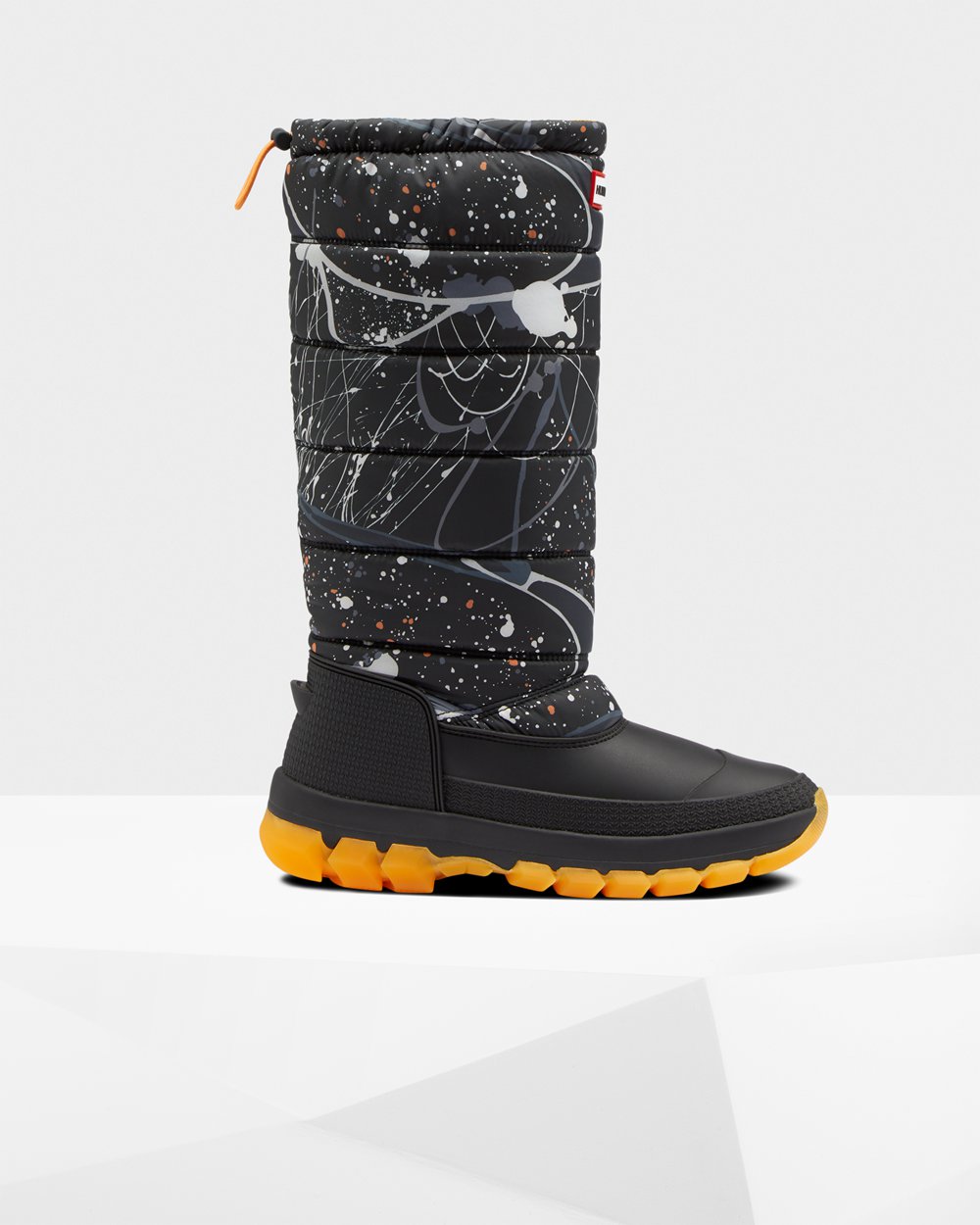 Hunter Mujer Original Printed Insulated Tall - Botas de Nieve Gris Negras - 105-SGMTKD